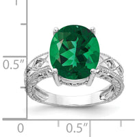 14K White Gold Oval-Cut 5.00 Carat Helenite and Diamond Accent Ring with Milgrain Filigree Detailing by Monteluci Fine Jewelry