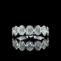 14K White Gold Oval Cut Bezel Set 7 Stone Eternity Band - 2.20 Carat Total Weight Lab Diamonds, E-F Color VS1 Clarity - Covaloro Fine Jewelry