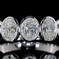 14K White Gold Oval Cut Bezel Set 7 Stone Eternity Band - 2.20 Carat Total Weight Lab Diamonds, E-F Color VS1 Clarity - Covaloro Fine Jewelry