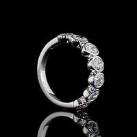 14K White Gold Oval Cut Bezel Set 7 Stone Eternity Band - 2.20 Carat Total Weight Lab Diamonds, E-F Color VS1 Clarity - Covaloro Fine Jewelry