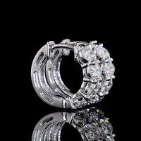 14K White Gold Oval Cut Diamond Huggie Earrings - 2.03 Carat Total Weight (8 Natural Diamonds, E-F Color, VS+ Clarity) - Covaloro Fine Jewelry