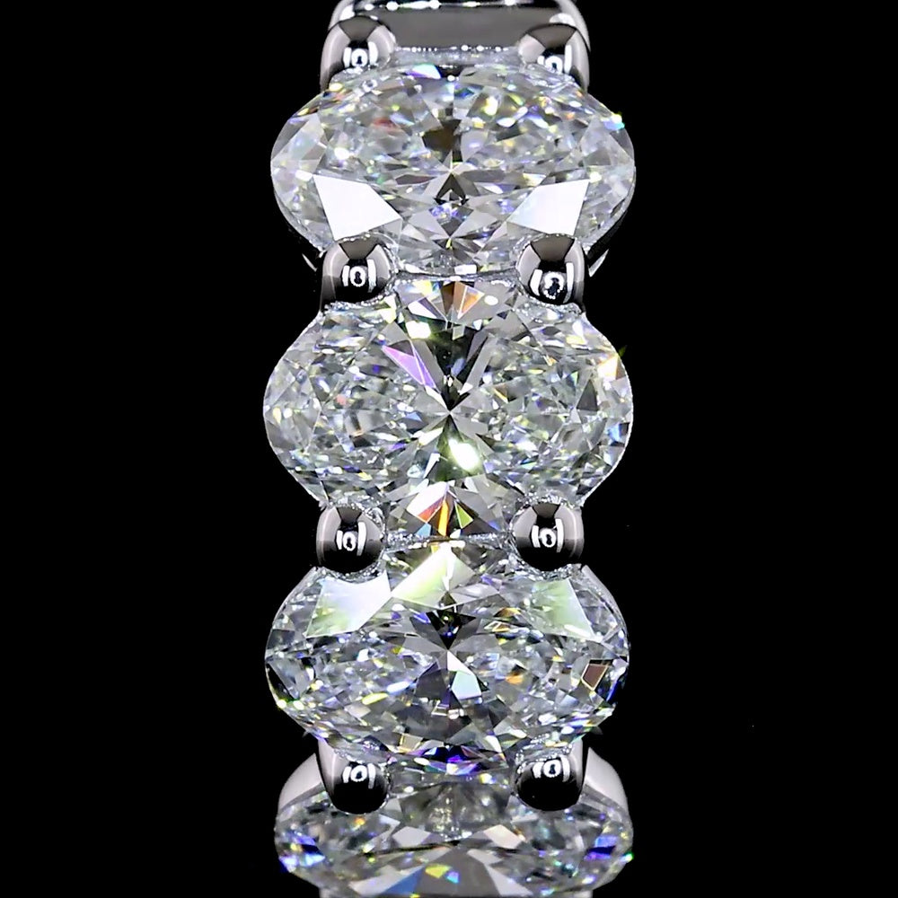 14K White Gold Oval Cut Diamond Huggie Earrings - 2.03 Carat Total Weight (8 Natural Diamonds, E-F Color, VS+ Clarity) - Covaloro Fine Jewelry