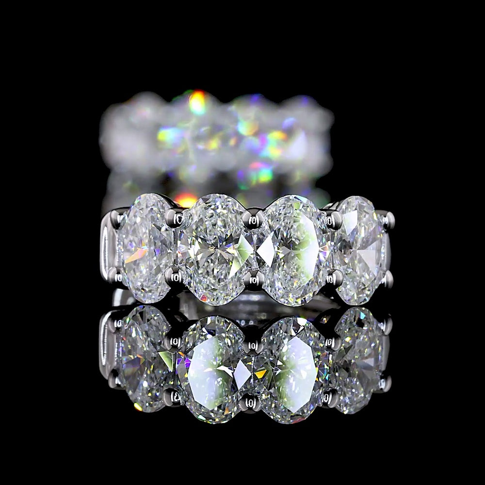 14K White Gold Oval Cut Diamond Huggie Earrings - 2.03 Carat Total Weight (8 Natural Diamonds, E-F Color, VS+ Clarity) - Covaloro Fine Jewelry