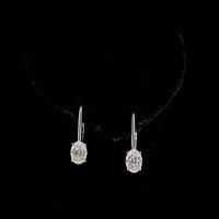 14K White Gold Oval Cut Hanging Earrings with Lab-Grown Diamonds and Brilliant Accents - 1.15 Carat Total Weight - Covaloro Fine Jewelry