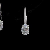 14K White Gold Oval Cut Hanging Earrings with Lab-Grown Diamonds and Brilliant Accents - 1.15 Carat Total Weight - Covaloro Fine Jewelry