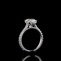 14K White Gold Oval Cut Hidden Halo Ring with 2.53 Carat Center Lab Diamond and Pavé Band - 3.3 Carat Total Diamond Weight - Covaloro Fine Jewelry