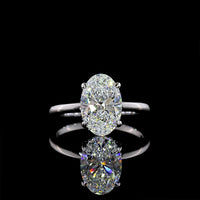 14K White Gold Oval Cut Hidden Halo Ring with 2.64 Carat D VVS2 Lab Diamond and 0.09 Carat Accent Diamonds - 2.73 Carat Total Diamond Weight - Covaloro Fine Jewelry
