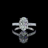 14K White Gold Oval Cut Hidden Halo Ring with Lab Diamonds - 2.54 Carats Center Stone and 3.06 Carats Total Diamond Weight - Covaloro Fine Jewelry