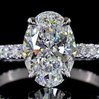 14K White Gold Oval Cut Hidden Halo Ring with Lab Diamonds - 2.54 Carats Center Stone and 3.06 Carats Total Diamond Weight - Covaloro Fine Jewelry