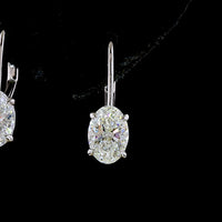 14K White Gold Oval Cut Lab Diamond Drop Earrings with Brilliant Accents - 2.11 Carat Total Diamond Weight - Covaloro Fine Jewelry