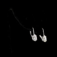 14K White Gold Oval Cut Lab Diamond Drop Earrings with Brilliant Accents - 2.11 Carat Total Diamond Weight - Covaloro Fine Jewelry