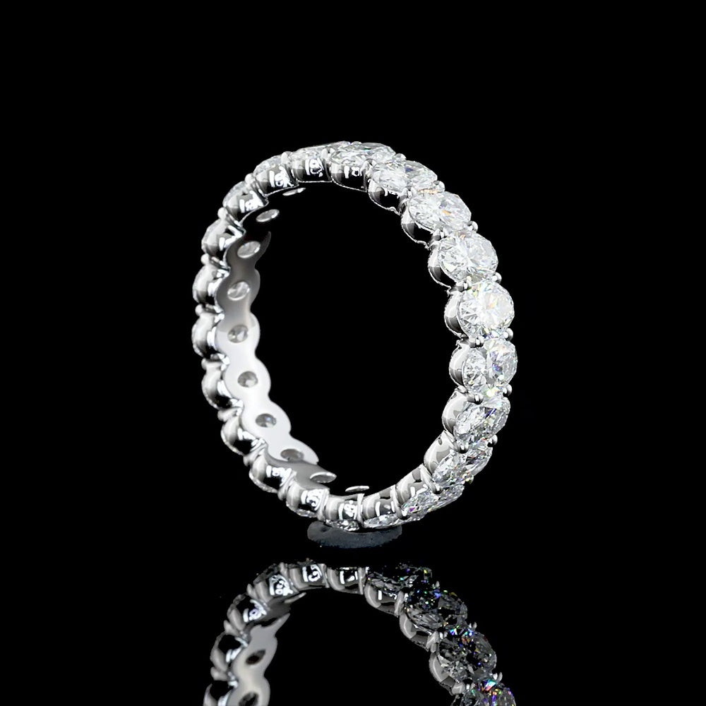 14K White Gold Oval Cut Lab Diamond Eternity Band - 2.95 Carat Total Weight, D VS1 Clarity, 21 Stones - Covaloro Fine Jewelry