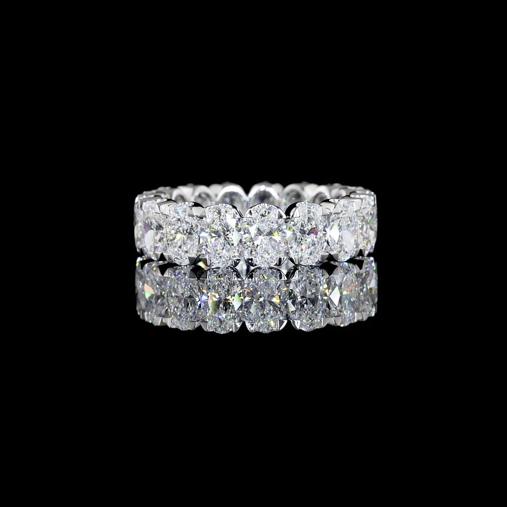 14K White Gold Oval Cut Lab Diamond Eternity Band with U Prong Setting - 5.30 Carat Total Weight, E-F Color, VS Clarity - Covaloro Fine Jewelry