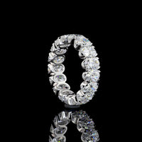 14K White Gold Oval Cut Lab Diamond Eternity Band with U Prong Setting - 5.30 Carat Total Weight, E-F Color, VS Clarity - Covaloro Fine Jewelry