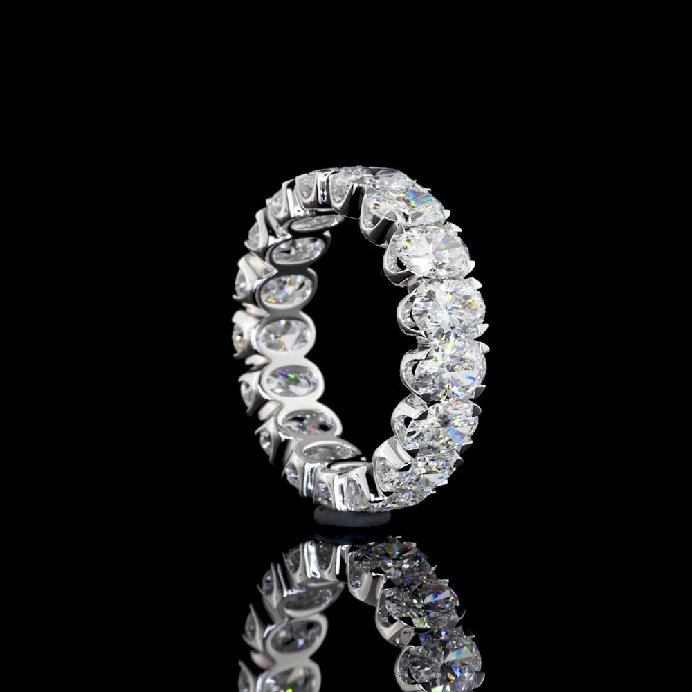 14K White Gold Oval Cut Lab Diamond Eternity Band with U Prong Setting - 5.30 Carat Total Weight, E-F Color, VS Clarity - Covaloro Fine Jewelry