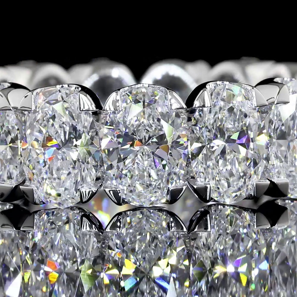 14K White Gold Oval Cut Lab Diamond Eternity Band with U Prong Setting - 5.30 Carat Total Weight, E-F Color, VS Clarity - Covaloro Fine Jewelry