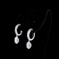 14K White Gold Oval Cut Lab Diamond Hanging Drop Earrings - 2.58 Carat Total Diamond Weight (E-F VS1) - Covaloro Fine Jewelry