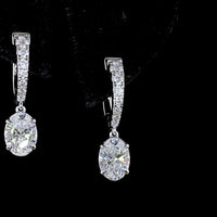 14K White Gold Oval Cut Lab Diamond Hanging Drop Earrings - 2.58 Carat Total Diamond Weight (E-F VS1) - Covaloro Fine Jewelry