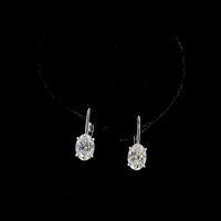 14K White Gold Oval Cut Lab Diamond Hanging Earrings with Brilliant Accents - 2.09 Carat Total Diamond Weight - Covaloro Fine Jewelry