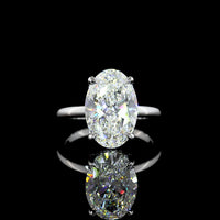 14K White Gold Oval Cut Lab Diamond Hidden Halo Ring - 5.18 Carat Center Stone with 0.12 Carat Brilliant Cut Accents - 5.30 Total Carat Weight, IGI Certified F VVS2 - Covaloro Fine Jewelry