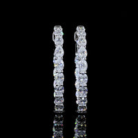 14K White Gold Oval Cut Lab Diamond Hoop Earrings - East West Prong Set with 2.72 Total Carat Weight, E-F Color, VS Clarity - Covaloro Fine Jewelry