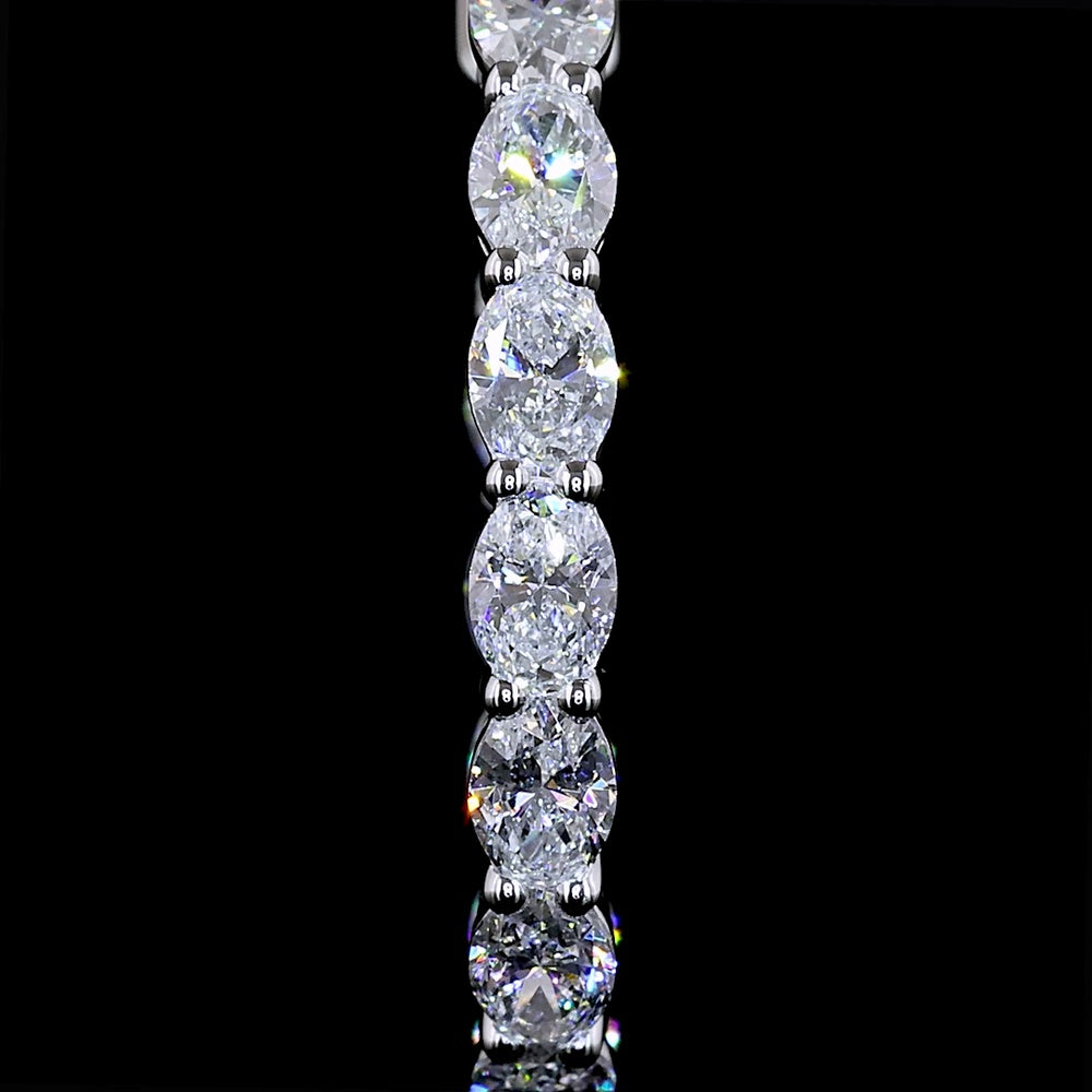 14K White Gold Oval Cut Lab Diamond Hoop Earrings - East West Prong Set with 2.72 Total Carat Weight, E-F Color, VS Clarity - Covaloro Fine Jewelry