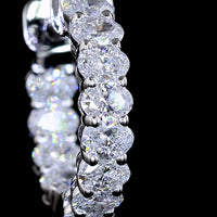 14K White Gold Oval Cut Lab Diamond Huggie Earrings - 1.29 Total Carat Weight, E-F VS Quality, 24 Stones in Prong Setting - Covaloro Fine Jewelry