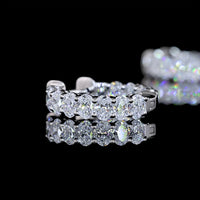 14K White Gold Oval Cut Lab Diamond Huggie Earrings - 1.29 Total Carat Weight, E-F VS Quality, 24 Stones in Prong Setting - Covaloro Fine Jewelry