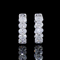 14K White Gold Oval Cut Lab Diamond Huggie Earrings - 1.88 Carats Total Diamond Weight - Covaloro Fine Jewelry