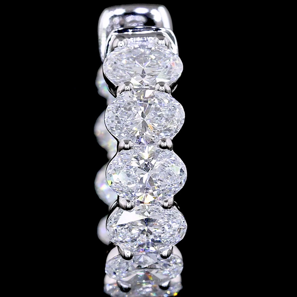 14K White Gold Oval Cut Lab Diamond Huggie Earrings - 1.88 Carats Total Diamond Weight - Covaloro Fine Jewelry