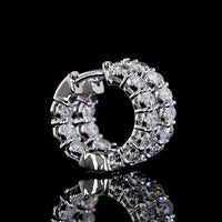 14K White Gold Oval Cut Lab Diamond Huggie Earrings - 1.90 Carats Total Diamond Weight, E-F Color, VS1 Clarity, Four-Prong Setting - Covaloro Fine Jewelry