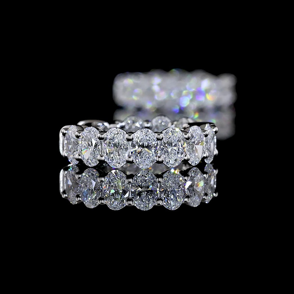 14K White Gold Oval Cut Lab Diamond Huggie Earrings - 1.90 Carats Total Diamond Weight, E-F Color, VS1 Clarity, Four-Prong Setting - Covaloro Fine Jewelry