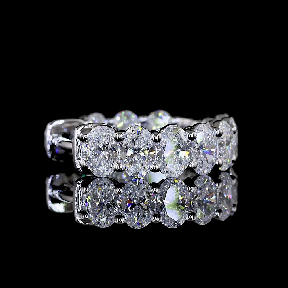 14K White Gold Oval Cut Lab Diamond Huggie Earrings - 2.09 Carat Total Weight E-F VS - Covaloro Fine Jewelry