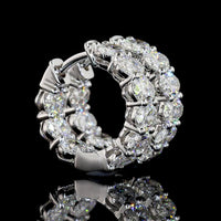 14K White Gold Oval Cut Lab Diamond Huggie Earrings - 3.14 Carat Total Weight with E-F VS Clarity Stones - Covaloro Fine Jewelry