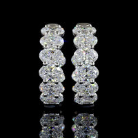 14K White Gold Oval Cut Lab Diamond Huggie Earrings - 3.14 Carat Total Weight with E-F VS Clarity Stones - Covaloro Fine Jewelry
