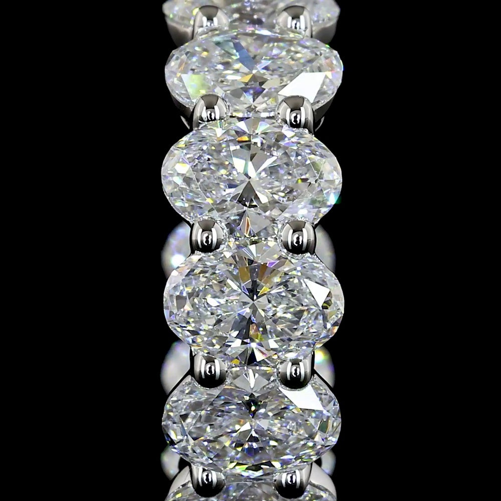 14K White Gold Oval Cut Lab Diamond Huggie Earrings - 3.14 Carat Total Weight with E-F VS Clarity Stones - Covaloro Fine Jewelry
