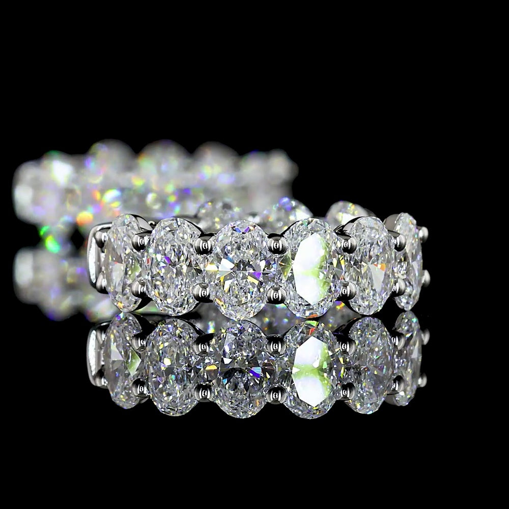 14K White Gold Oval Cut Lab Diamond Huggie Earrings - 3.14 Carat Total Weight with E-F VS Clarity Stones - Covaloro Fine Jewelry