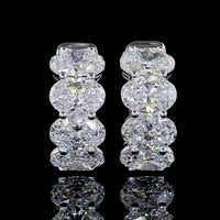 14K White Gold Oval Cut Lab Diamond Huggie Earrings - 3.56 Carat Total Weight, E-F Color VS Clarity - Covaloro Fine Jewelry