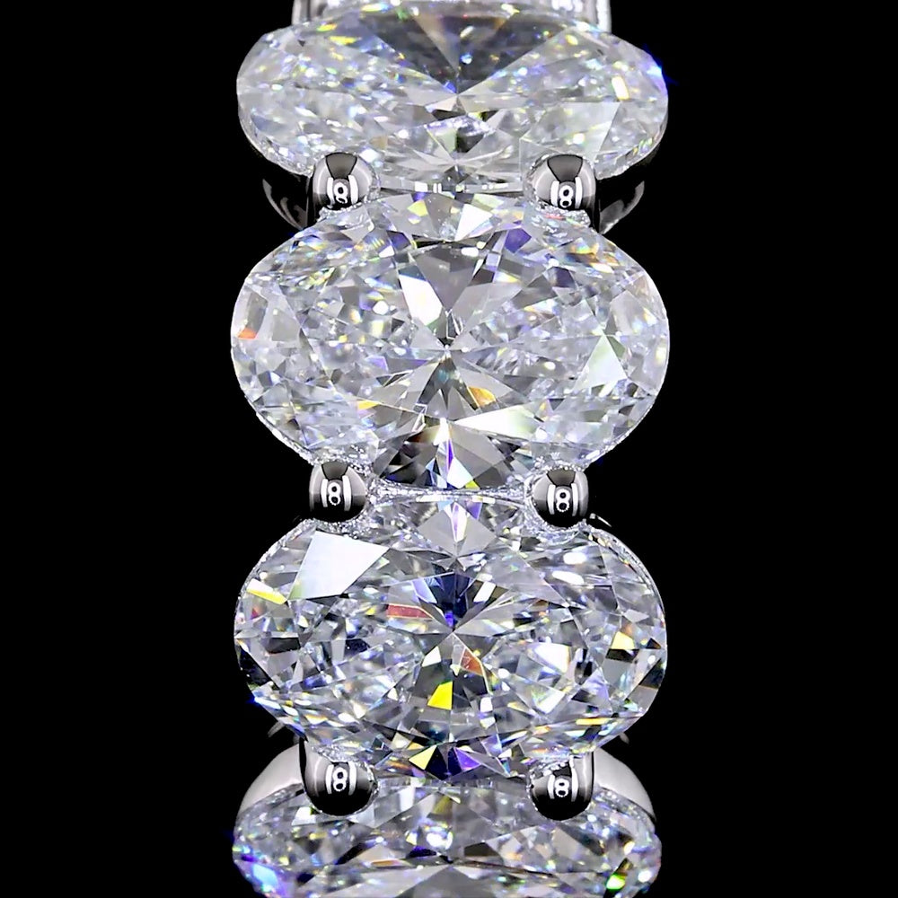 14K White Gold Oval Cut Lab Diamond Huggie Earrings - 3.56 Carat Total Weight, E-F Color VS Clarity - Covaloro Fine Jewelry