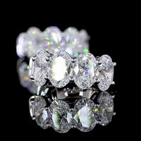 14K White Gold Oval Cut Lab Diamond Huggie Earrings - 3.56 Carat Total Weight, E-F Color VS Clarity - Covaloro Fine Jewelry