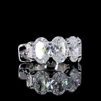 14K White Gold Oval Cut Lab Diamond Huggie Earrings - 3.56 Carat Total Weight, E-F Color VS Clarity - Covaloro Fine Jewelry