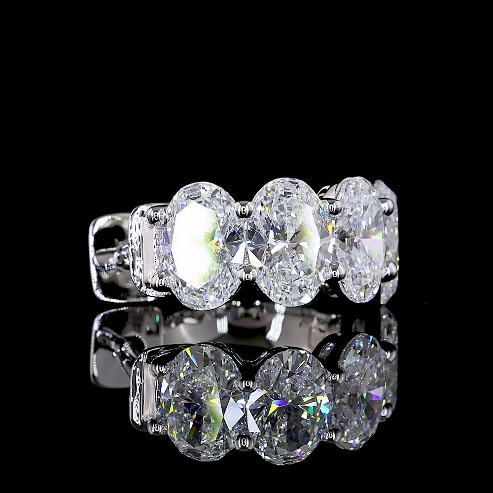 14K White Gold Oval Cut Lab Diamond Huggie Earrings - 3.56 Carat Total Weight, E-F Color VS Clarity - Covaloro Fine Jewelry