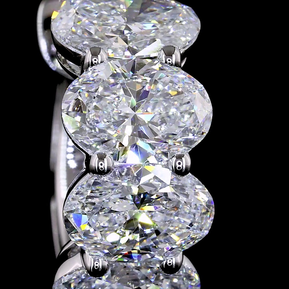 14K White Gold Oval Cut Lab Diamond Huggie Earrings - 3.59 Carats Total Diamond Weight (E-F Color, VS2 Clarity) - Covaloro Fine Jewelry