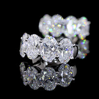 14K White Gold Oval Cut Lab Diamond Huggie Earrings - 3.59 Carats Total Diamond Weight (E-F Color, VS2 Clarity) - Covaloro Fine Jewelry