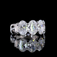 14K White Gold Oval Cut Lab Diamond Huggie Earrings - 3.59 Carats Total Diamond Weight (E-F Color, VS2 Clarity) - Covaloro Fine Jewelry