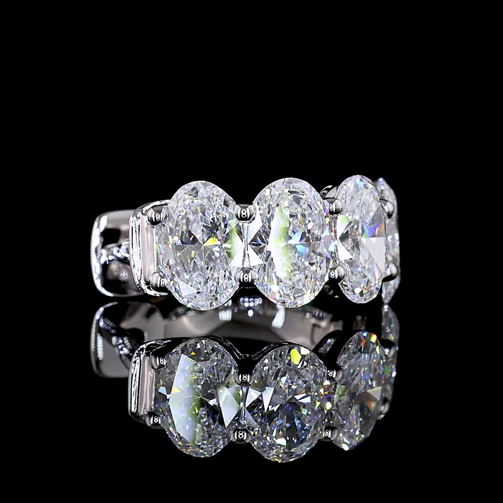 14K White Gold Oval Cut Lab Diamond Huggie Earrings - 3.59 Carats Total Diamond Weight (E-F Color, VS2 Clarity) - Covaloro Fine Jewelry