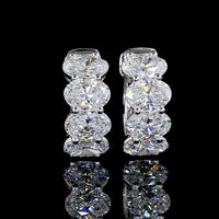 14K White Gold Oval Cut Lab Diamond Huggie Earrings - 3.69 Carats Total Diamond Weight (8 Stones, E-F VS2) - Covaloro Fine Jewelry