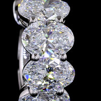 14K White Gold Oval Cut Lab Diamond Huggie Earrings - 3.69 Carats Total Diamond Weight (8 Stones, E-F VS2) - Covaloro Fine Jewelry
