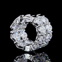 14K White Gold Oval Cut Lab Diamond Huggie Earrings - 4.96 Carats Total Weight, E-F VS Clarity - Covaloro Fine Jewelry