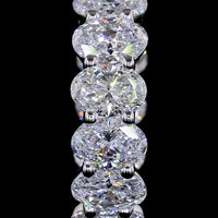 14K White Gold Oval Cut Lab Diamond Huggie Earrings - 6.18 Carat Total Weight, D Color VS1 Clarity, 20 Stones - Covaloro Fine Jewelry